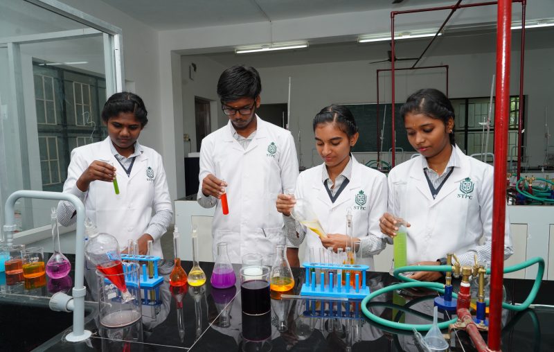 Well-equipped pharmaceutics lab at ST Pharmacy College Tamil Nadu