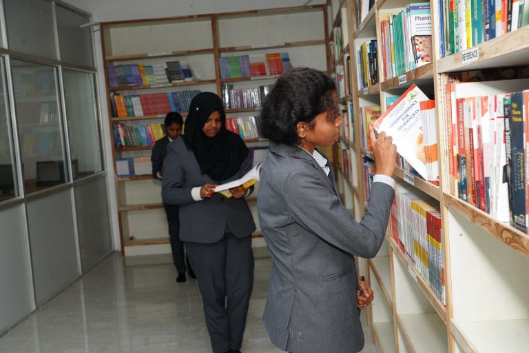 College library with pharmacy books